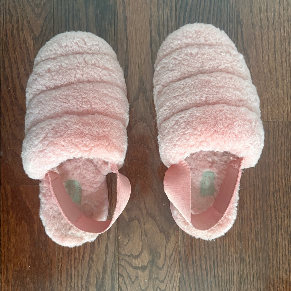 UGG Super Fluff Women's Pink/ Coral Slipper- Size 6 SLINGBACK SLIP ON - Picture 4 of 11